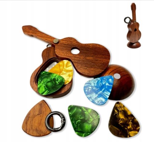  5-teiliges Gitarrenplektrum mit handgefertigtem Organizer als Geschenk