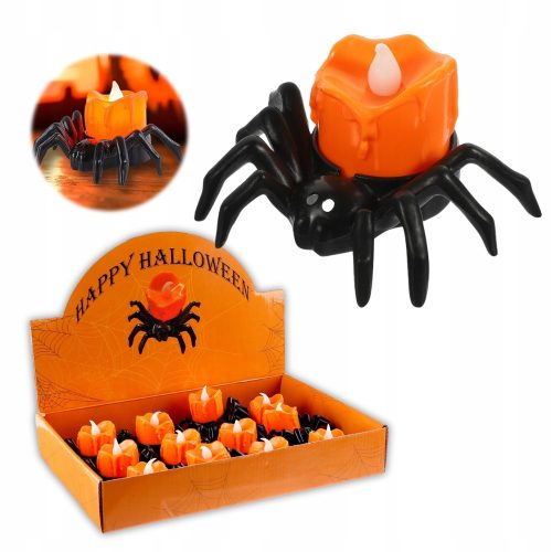  LED-SPINNENLICHTER, SPINNEN, HALLOWEEN-DEKORATION, ORNAMENT, LED-KERZEN, SET MIT 12 STÜCK
