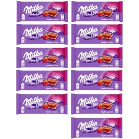 Milka Schokolade mit Himbeercreme 11x 100g Halber Karton
