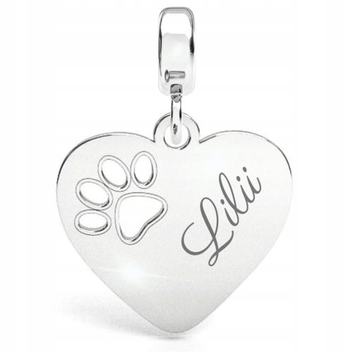  Charms Herz Hund Katze Pfote Silber 925 Gravur Perlenanhänger als Geschenk