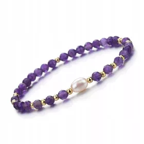  Amethyst-Armband, Naturstein-Gummiband, facettiert, 4 mm
