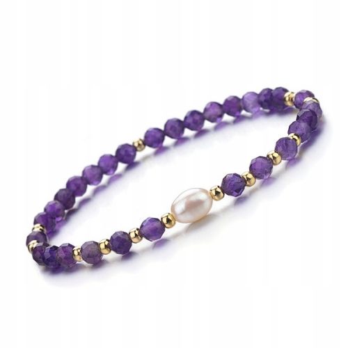  Amethyst-Armband, Naturstein-Gummiband, facettiert, 4 mm