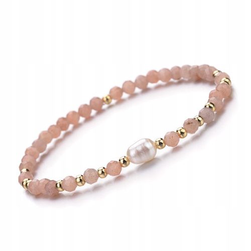  Armband Natürlicher Sonnenstein, Radiergummi, facettiert, 4 mm