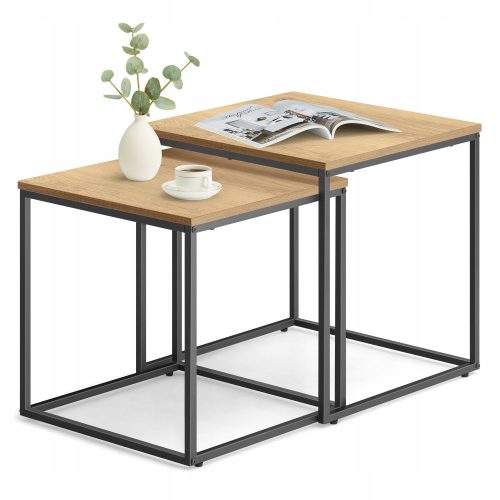  SoBuy Couchtisch aus Holz mit quadratischer Platte, 38 x 38 x 41 cm, Sonoma-Eiche