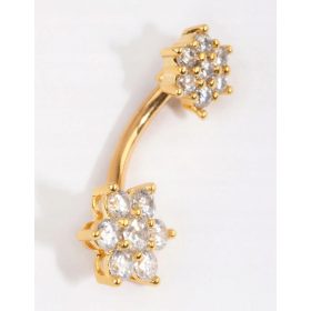    Lovisa – Nabelring aus vergoldetem Titan, Barbell-Blumenpiercing