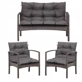    3ER SET GARTENKISSEN für Rattanmöbel, Kissen für Sessel, Sofas