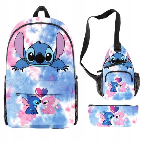  STICH SCHULRUCKSACK-SET BLEISTIFTTASCHE 3IN1, Lilo und Stitch, Mehrfarbig