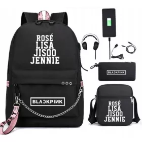    BLACKPINK LISA ROSE JISOO Schulrucksack mit mehreren Fächern, schwarz, 4 Jahre alt