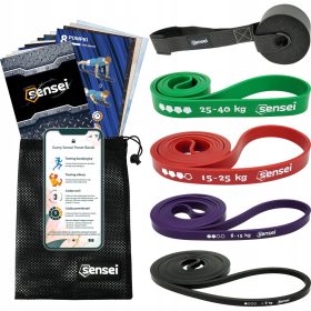    SET AUS 4 POWERBAND + GRIFF, Bänder für Widerstandsübungen, Klimmzüge