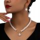  Perlenkette Ohrringe Set Gold Weiß Klassisch Elegant Retro