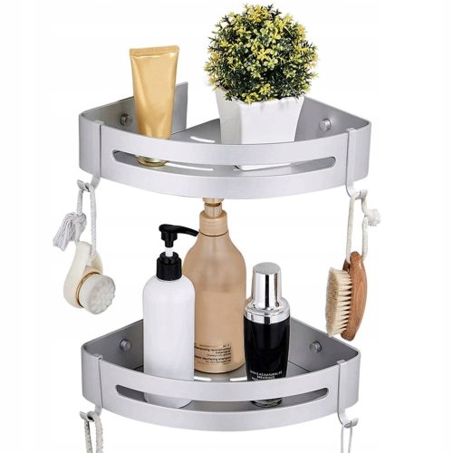 BADEZIMMERREGAL FÜR ECKDUSCHE, SILBER, 2 Stk