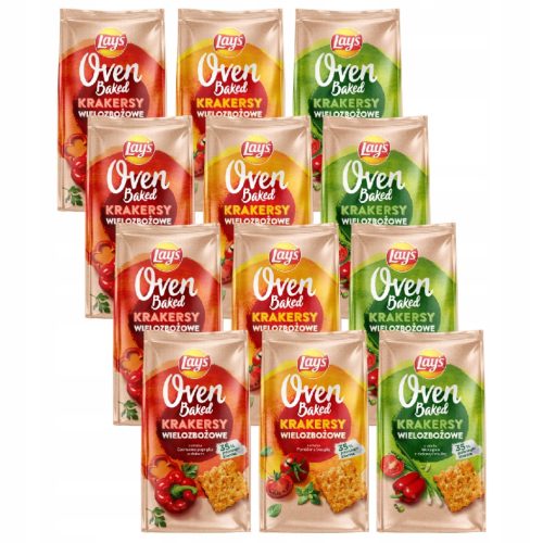 Exklusives Lay's Oven Baked Crackers Sortiment – Paprika, Basilikum & Grüne Zwiebel, 12x80g