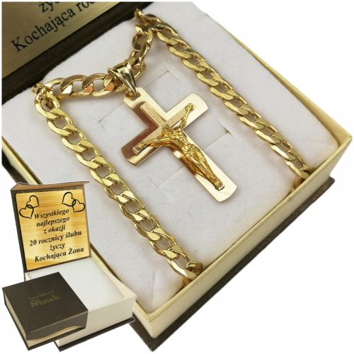  HERREN-RÜSTUNGSKETTE AUS GOLD 6 mm MIT KREUZ 585 Gold KOSTENLOSE GRAVUR