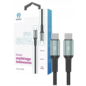    USB-C - USB-C-Kabel Korgy CCB12 60 W 1,2 m schwarze Nylongeflechtdiode