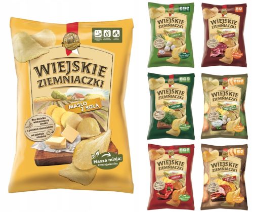 Vielfältiges Chips-Set "Wiejskie Ziemniaczki" mit 7 Geschmacksrichtungen, 7x130g