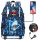  Brawl Stars Shark Leon Rucksack mit USB-Aufladung, wasserdicht, großes Fassungsvermögen