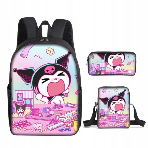  Kuromi SCHULSET RUCKSACK A4 TASCHE PENCINER CASE NEU