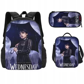    Wednesday Addams SCHULSET, A4-RUCKSACK, TASCHE, Federmäppchen, NEU