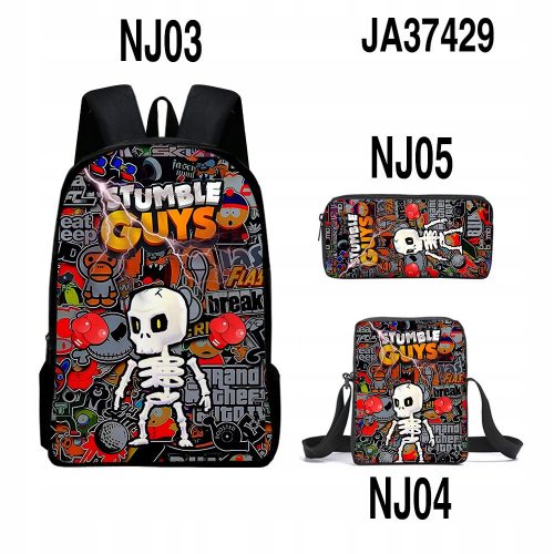  Hochwertiges Stumble Guys Schul-Set, Rucksack, A4-Tasche, Federmäppchen