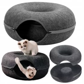  Katzenhaus Okazeo, Grautöne, rund, 50 cm x 50 cm