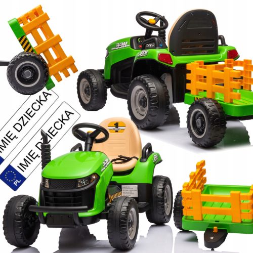  Elektrotraktor mit Anhänger, grün 12V EVA