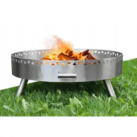    Gartenfeuerstelle 70 cm rund Edelstahl für Dreibeingrill massiv LUX