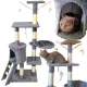  PETSTORY grauer Kratzbaum für große Katzen, 6 Ebenen, HÄNGEMATTE, Sisal, 145 cm