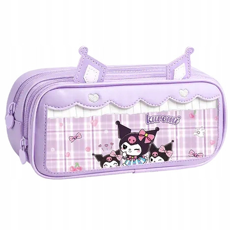  GROSSE MULTIFUNKTIONALE BLEISTIFTTASCHE MIT DREI TEILEN, KUROMI MELODY, 22 CM
