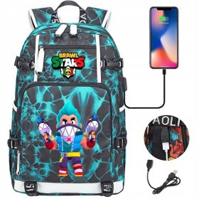    Brawl Stars Sharktooth Colt Rucksack mit USB-Aufladung. Grosse Kapazität