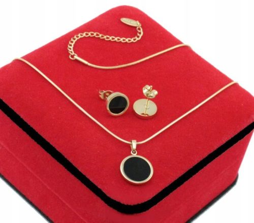  VERGOLDETES SCHMUCKSET SCHWARZES AUGENPLATTEN-CHIRURGISCHEN STAHL