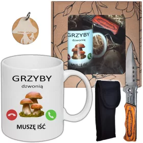    Pilzpflücker-Set, Premium-Gravurmesser, Becher, Schlüsselanhänger, super Pilzpflücker, Geschenk