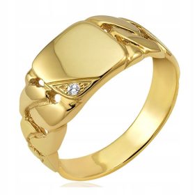  HERREN-GOLDSIGNET MIT DIAMANT 585 / R28