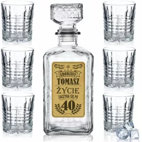    WHISKY-KARAFFEN-SET MIT GRAVIERTEN GLÄSERN, GEBURTSTAGGESCHENK