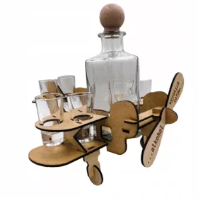    ALKOHOLKARAFFE BAR MIT GLÄSER FLUGZEUGGESCHENK FÜR EINEN FLUGPILOTEN
