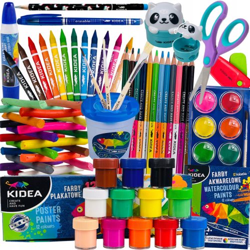  SCHULLAYET FÜR DIE KLASSEN 1-3 KIDEA FARBEN Buntstifte Plastilin SCHERE