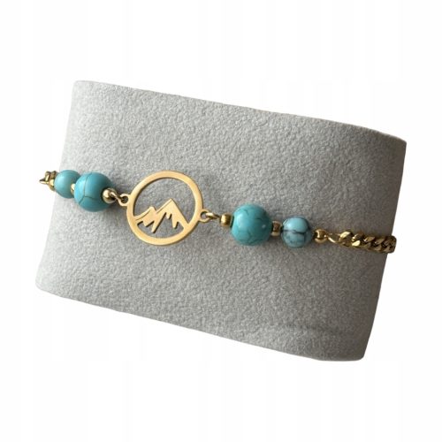  Armband mit blauen Howlith-Steinen und vergoldeter Oberfläche aus chirurgischem Stahl