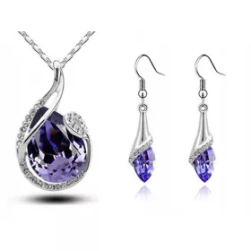  Silberschmuckset mit lila Mandeln