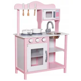    Küchenherd für Kinder, ROSA HOLZtöpfe + Besteck + Mikrowelle