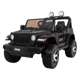    Jeep Wrangler Rubicon batteriebetrieben für Kinder, schwarz + Fernbedienung + MP3-Radio