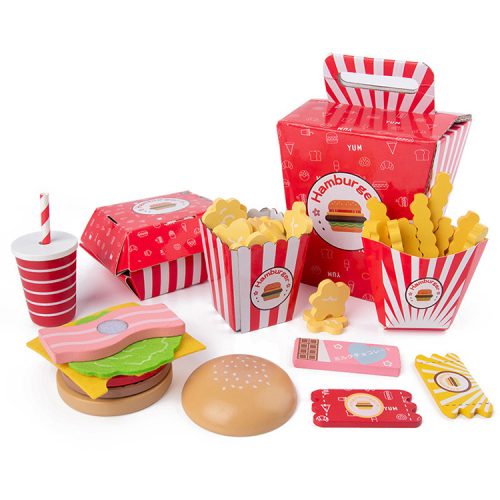  HAMBURGER AUS HOLZ FASTFOOD HAPPYMEAL GROSSES SET Kochspaß