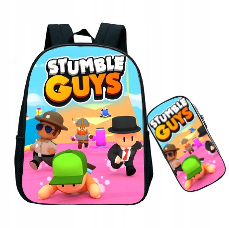  Schulset, Rucksack, Federmäppchen, Stumble-Guys-Muster