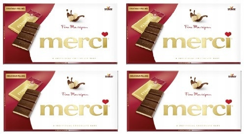MERCI Schokolade mit Marzipanfüllung, 4x 112g