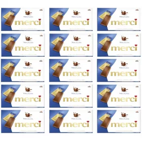   15x 100g Merci Milchschokolade, 4 Stück Karton - Ideales Geschenk