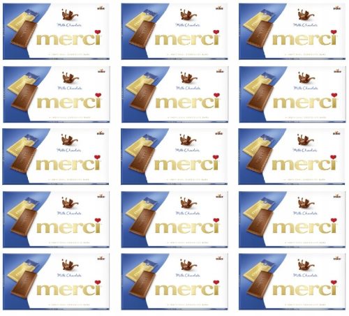 15x 100g Merci Milchschokolade, 4 Stück Karton - Ideales Geschenk