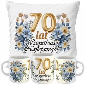    BECHER + KISSENSET 70 JAHRE GEBURTSTAG GESCHENK FÜR DIE GEBURTSTAGSPERSON