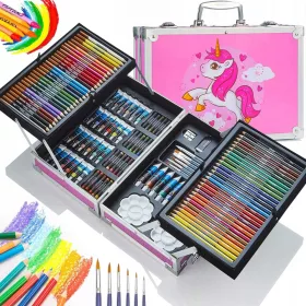   KÜNSTLER-SET ZUM MALEN 145-teilig, Kunststoffmarker, Buntstifte, Farben, Koffer