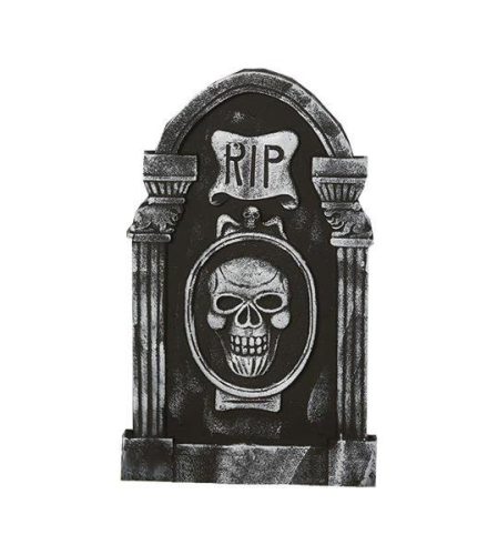  RIP-Grabstein mit Halloween-Totenkopf 50x30 cm