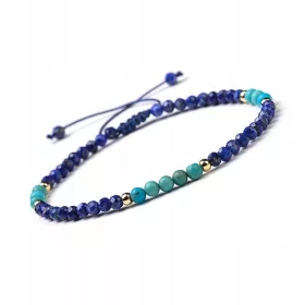 Damen-Armband aus Naturstein, Lapislazuli, Türkis, 3 mm