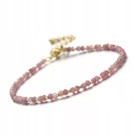  Armband Naturstein Turmalin Rosa 2x3mm