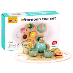  Kaffee- oder Teeservice aus Holz mit Ablage und Ständer